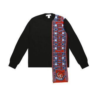 Comme Des Gar&ccedil;ons Football Scarf Knit - Heren - Ronde hals truien - Zwart - L - Wol - Truien & Vesten