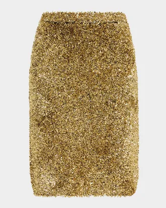 Zankov Moro Metallic Textured Pencil Skirt