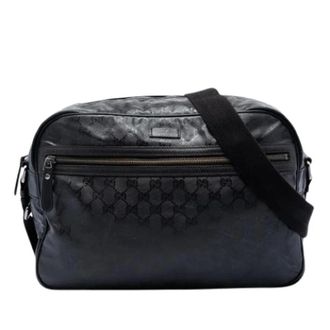 Gucci Pre-owned Canvas Crossbody Bag - Dames - Pre-owned - Zwart - Maat: ONE Size Leer
