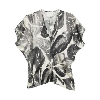 Alysi Blouses, female, Multicolor, Size: XS V-neck Short Sleeve Blouse