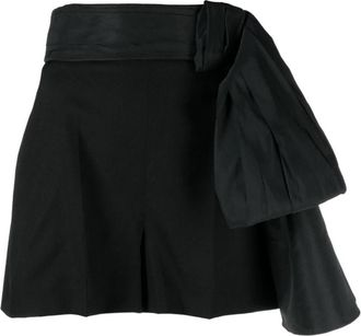 Alexander McQueen High-Waisted Bow Shorts - Dames - Korte rokken - Zwart - XS - Leer - Rokken