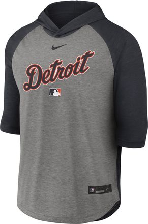 Nike Detroit Tigers Authentic Collection Flux Nike Mens Dri-FIT MLB 3/4-Sleeve Hooded T-Shirt in Blue | 04HI0DPNDG-LQZ