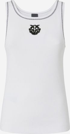 Pinko Pinko geribbelde tanktop met geborduurde dwergpapegaaien