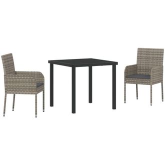 vidaXL Vidaxl - Conjunto De Comedor De Jard&iacute;n Con Coj&iacute;n 3 Pcs Gris Polirat&aacute;n