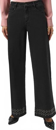 Joseph Ribkoff Cordelia Classic Wide Leg Stretch Denim Jeans In Charcoal Gray