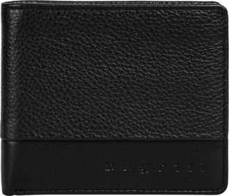 Bugatti Geldb&ouml;rse BUGATTI ATLANTA, Herren, schwarz, Leder, leicht gl&auml;nzend, unifarben, Kleinlederwaren Geldb&ouml;rse, echt Leder