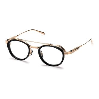 Akoni Zwarte & Gouden Ronde Zonnebril - Heren - Brillen - Zwart - ONE Size - Accessoires