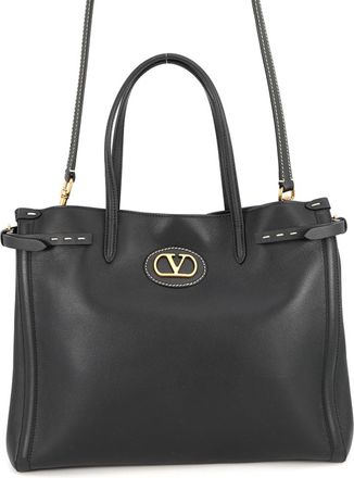 Valentino Garavani Black Leather Tote Bag (Pre-Owned)