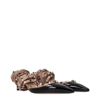 Valentino Garavani Womens Black Leather Strap-On Sandals