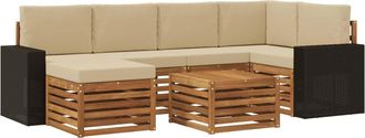 vidaXL Conjunto De Sof&aacute;s De Exterior 7 Uds. Natural Y Beige Poli&eacute;ster Vidaxl