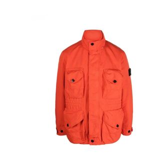Stone Island Heren, Jassen, Oranje, Maat: XL Polyamide