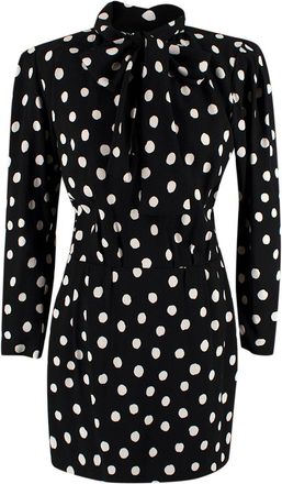 Saint Laurent Black and White Polka Dot Mini Dress Size M