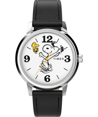 Timex Peanuts Marlin Unisexs Black Watch TW2Y19900 Leather - One Size