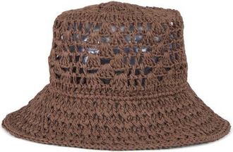 Eugenia Kim Jonah Crochet Straw Bucket Hat in Chocolate at Nordstrom