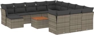 vidaXL Set Sof&aacute;s De Jard&iacute;n Con Cojines 13 Piezas Rat&aacute;n Sint&eacute;tico Gris Vidaxl
