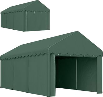 OEM Garaje Exterior Para Coche 6x3 M Impermeable Anti-uv Con Paredes Laterales Desmontables Y 2 Puertas Con Cremallera Verde
