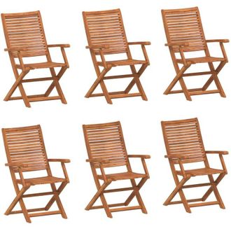 vidaXL Sillas Jard&iacute;n Reclinables 6 Uds Madera Maciza Acacia 57x66x95cm Vidaxl
