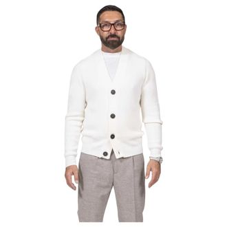 Amaranto Amar&aacute;nto, Truien & Vesten, Heren, Beige, M, Wol, Geribbelde Wollen Cardigan