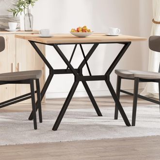 vidaXL Mesa De Comedor Marco Y Madera Maciza Pino Y Acero 90x90x75,5cm Vidaxl