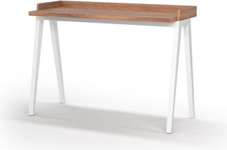 HERDASA Escritorio melamina y haya nogal patas blanco 81x111x50