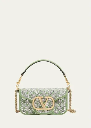 Valentino Garavani Loc&ograve; Small Embroidered Shoulder Bag