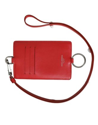 Dolce & Gabbana Rode Calfskin Leren Lanyard Logo Kaarthouder Portemonnee