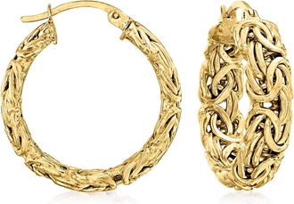 Ross-Simons 18kt Gold Over Sterling Small Byzantine Hoop Earrings