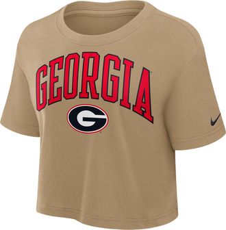 Nike Georgia Athletic Prep Arch Nike Womens Dri-FIT College Cropped T-Shirt in Brown | 01D42FENGB-X0L