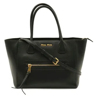 Miu Miu Black Leather Handbag Shoulder Bag Tote Bag (Pre-Owned)