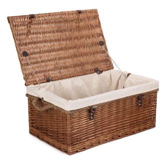 Red Hamper Wicker 60cm Double Steamed Rope Handled Trunk with Cotton Lining in Natural