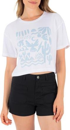 Hurley Siesta Boxy Crop Cotton Graphic T-Shirt in White at Nordstrom Rack, Size X-Large