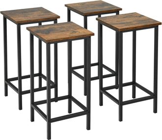Costway Costway - Juego De 4 Taburetes De Bar Silla Con Marco De Metal Y Reposapi&eacute;s Taburete Para Bistr&oacute; Cocina Comedor