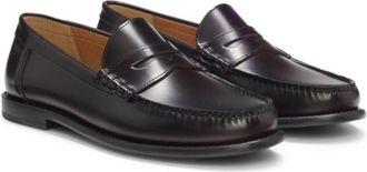 BOSS Leather loafers with penny trim