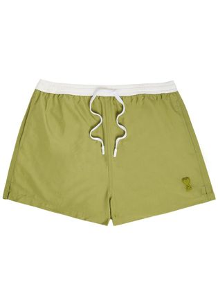 Ami Ami Paris Logo-appliqu&eacute;d Woven Swim Shorts - Light Green - XL