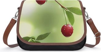 Generic Cherries Fruit Crossbody Bags for Women Fashion Leather Shoulder Handbags With Adjustable Strap