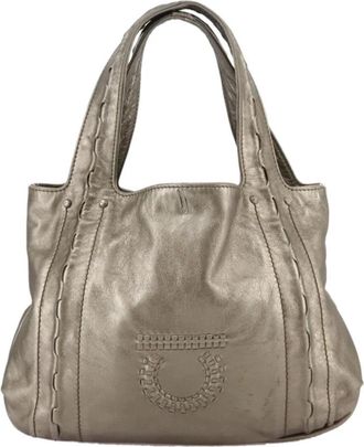 Ferragamo Pre-owned Handbags, female, Yellow, Size: ONE SIZE Pre-owned Vintage Leather Tote Bag
