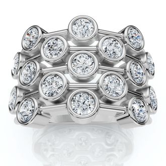 Pompeii3 1 1/2Ct Multirow Bezel Diamond Right Hand Ring 10k Gold Lab Grown