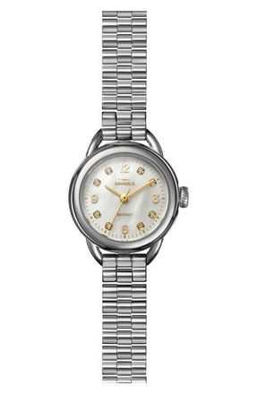 Shinola Runabout Mother-of-Pearl & Diamond Bracelet Watch, 25mm in White/mother Of Pearl at Nordstrom