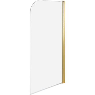 Beliani Mampara De Ducha Minimalista De Vidrio Templado Transparente Ajustable Dorado 140 X 70 Cm Lapan