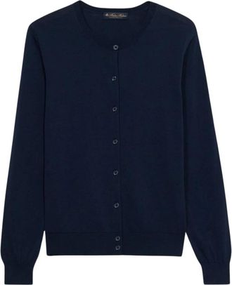 Brooks Brothers Cotton Cardigan - Dames - Vesten - Blauw - M - Katoen - Truien & Vesten