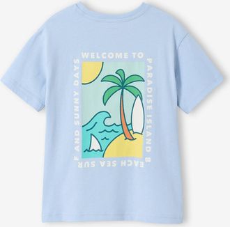 Vertbaudet Jungen T-Shirt mit Motiv vorn und hinten, mit Recycling-Baumwolle himmelblau