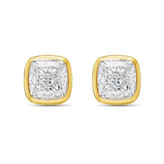 Diana M. Jewels 14KT YELLOW GOLD LAB GROWN CUSHION CUT STUDS IN A BEZEL SETTING WEIGHING 7.00 CTS TW