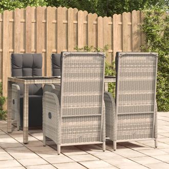 vidaXL Set Comedor De Jard&iacute;n 5 Piezas Con Cojines Rat&aacute;n Sint&eacute;tico Gris Vidaxl