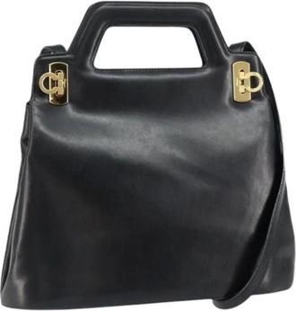 Ferragamo Pre-owned Handbags, female, Black, Size: ONE SIZE Pre-owned Leather Handbag