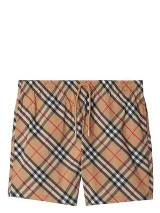Burberry Beige Check Nylon Swim Shorts