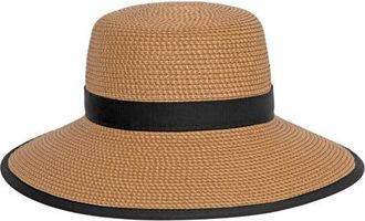 Eric Javits Sunbust Ponytail Notch Sun Hat in Natural/black at Nordstrom