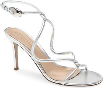 Gianvito Rossi Black Mamba Sandal in Silver Trasp at Nordstrom, Size 10.5Us