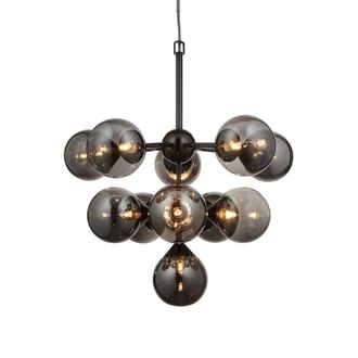 Netlighting Oscar 11 Light Multi Arm Glass Shade Ceiling Pendant Black Chrome
