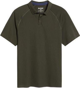 Rhone Delta Performance Piqué Polo in Dark Moss at Nordstrom, Size Large