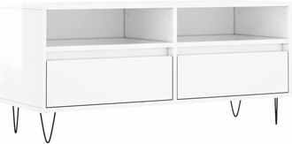 vidaXL Vidaxl - Mueble de tv madera contrachapada blanco brillo 100x34,5x44,5cm